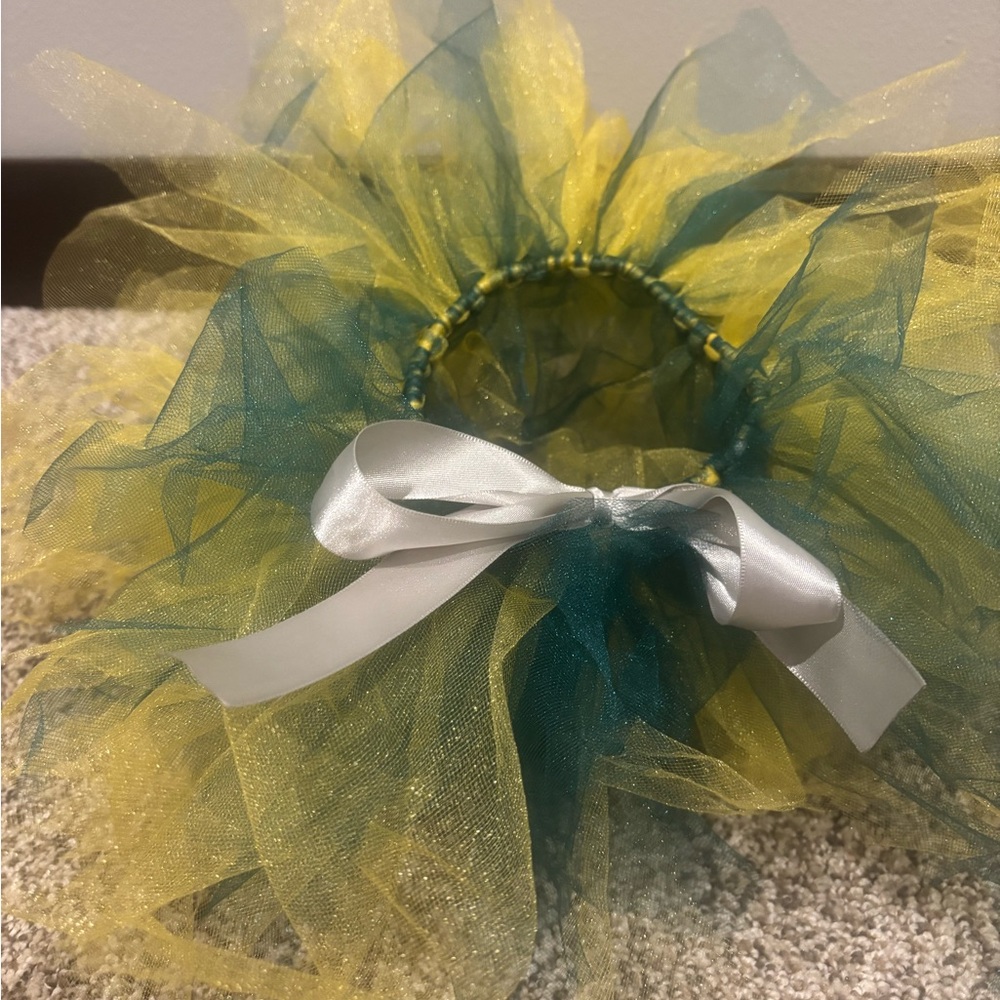Hand crafted Kids Tulle tutu with ribbon- Yellow and Green